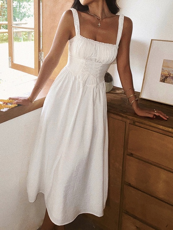 Commense Dresses & Skirts - Commense Ruffle Hem Cami Plain Midi Dress